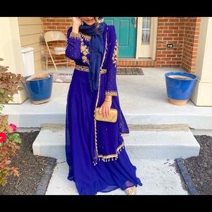 COPY - Royal Blue and Gold Pakistani Dress